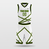 Green&White Stripe Fission Sublimated Basketball Set