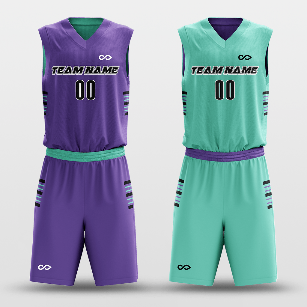 Purple&Cyan Custom Reversible Basketball Set