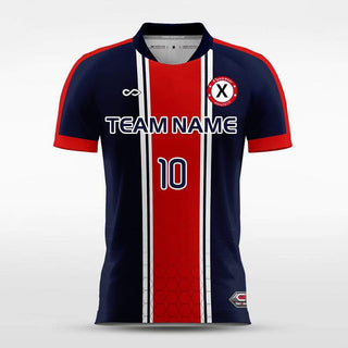 Navy&Red Striped Men Soccer Jersey