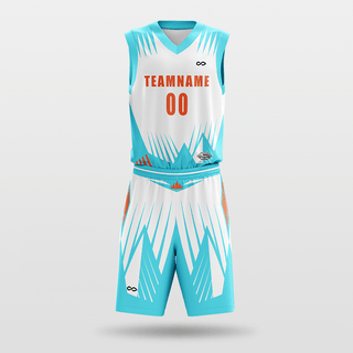 Blue and White Custom Basketball Uniform