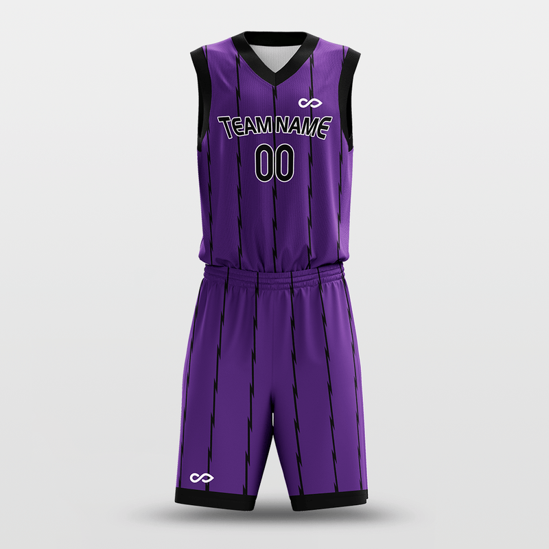 Wheel - Custom Sublimated Basketball Jersey Set Purple Stripe