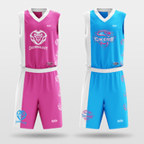 Pink&Blue Tai Chi Sublimated Basketball Team Set