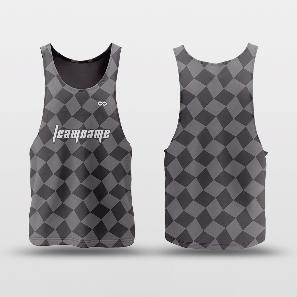 Grey Plaid Dry-Fit Basketball Jersey