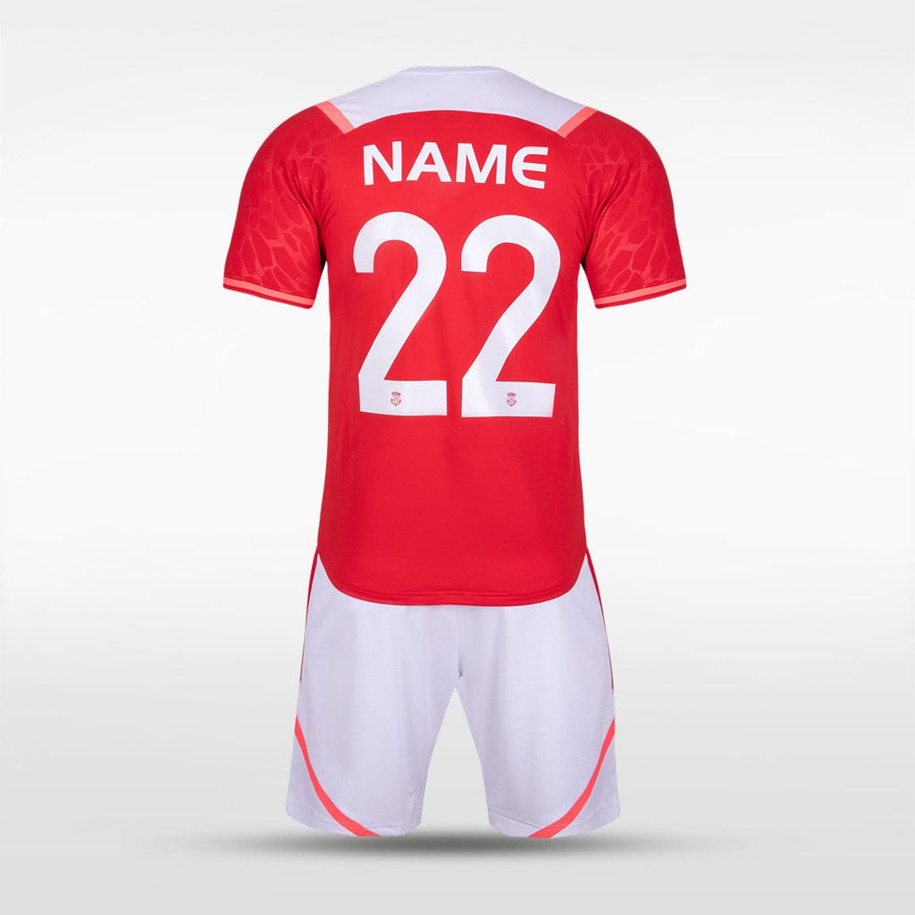 Custom White and Red Soccer Kit Design