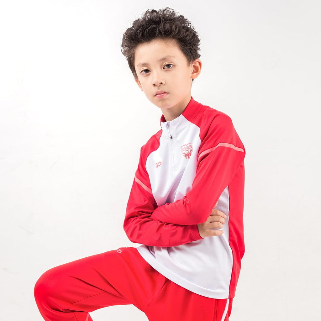 Kid Quarter Zip Coat Wholesale White and Red