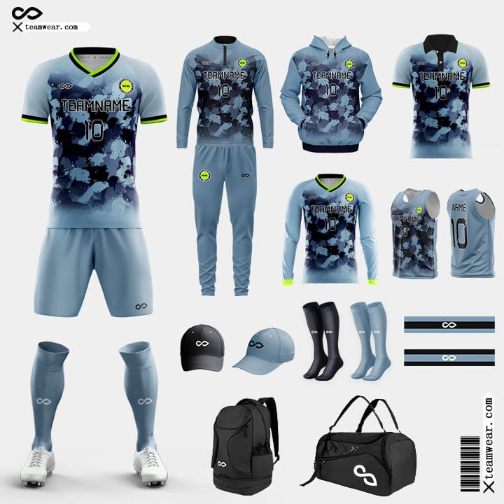 Retro Camouflage - Custom Soccer Jerseys Kit Blue Design-XTeamwear