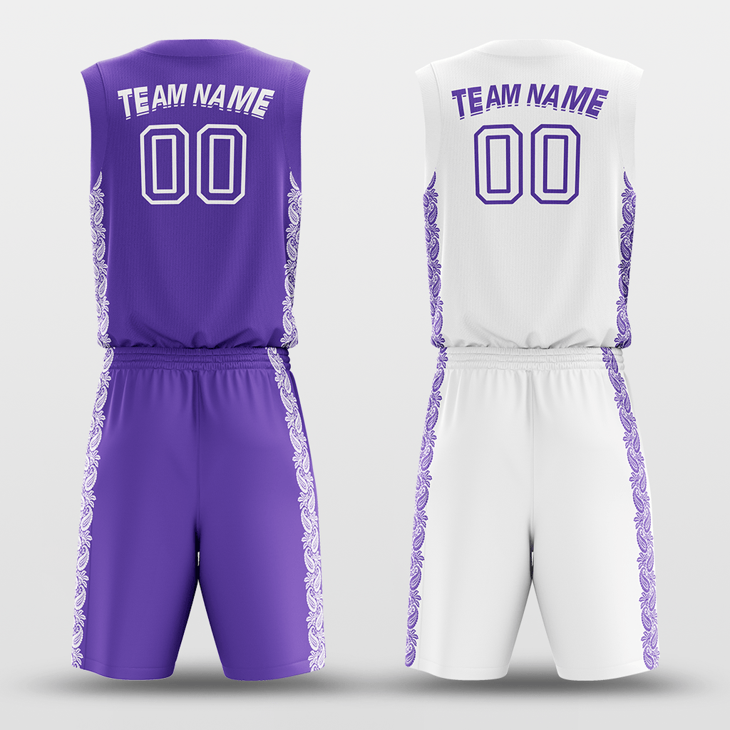 Purple&White Custom Sublimated Basketball Set