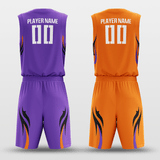 Purple&OrangeCustom Sublimated Basketball Set