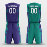 Purple&Green Custom Sublimated Basketball Set