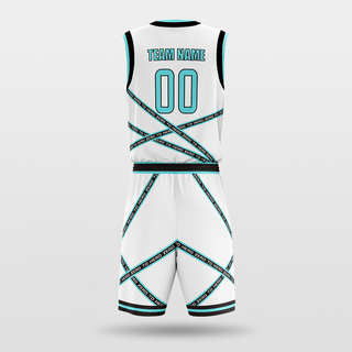 Cyan&White Stripe Fission Basketball Set for Team