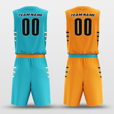 Orange&Blue Custom Sublimated Basketball Set