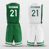 Green and White Pinstripe Basketball Jersey Set