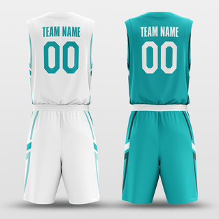 Cyan&White Custom Sublimated Basketball Set