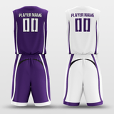 White&Purple Custom Sublimated Basketball Set