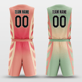 Rose Pink&Light Green Custom Sublimated Basketball Set