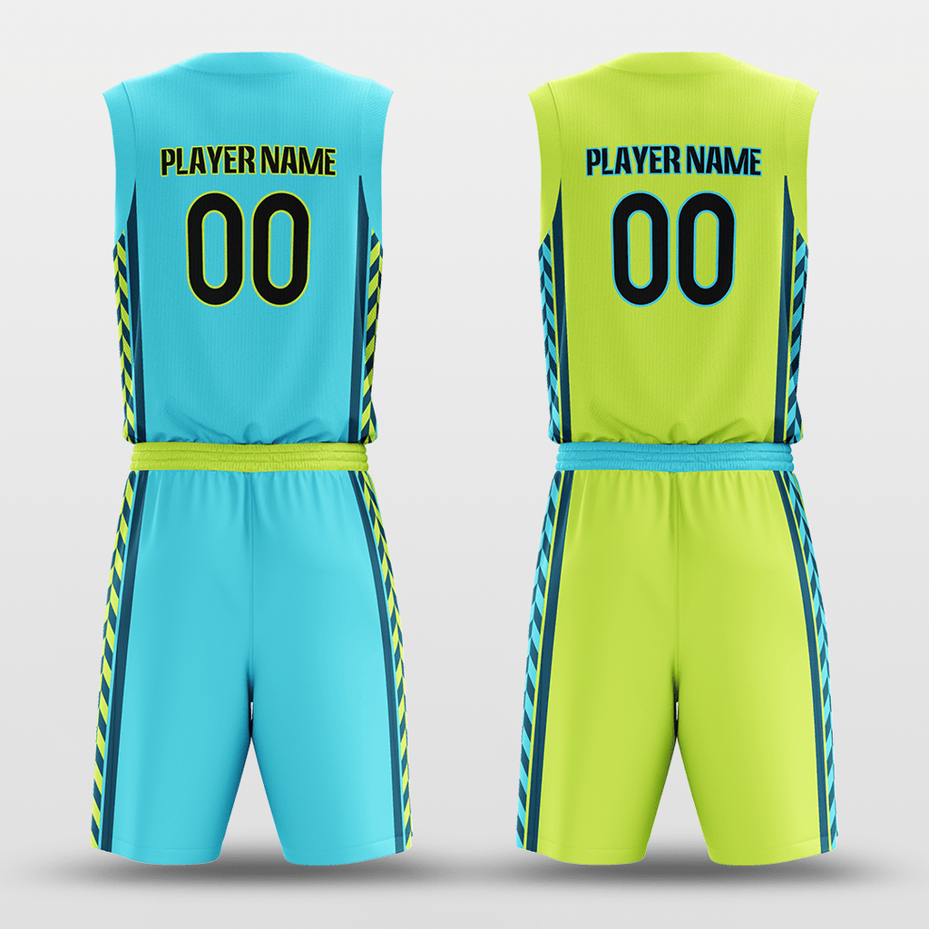 Polyhedron - Custom Sublimated Basketball Jersey Set Green Stripe-XTeamwear