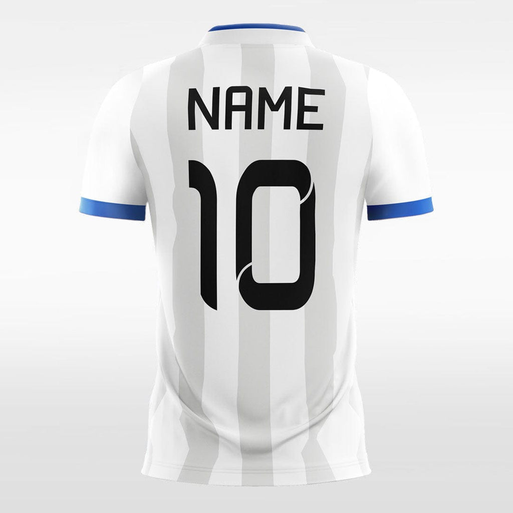 White and Blue Team Soccer Jersey