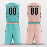 Cyan&Light Pink Custom Sublimated Basketball Set