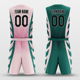 Pink&Dark Green Custom Sublimated Basketball Set