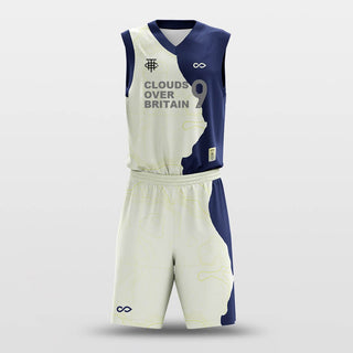 White and Blue Basketball Jersey Set