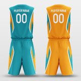 Blue & Orange Custom Sublimated Basketball Set