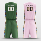 Green&Pink Custom Sublimated Basketball Set