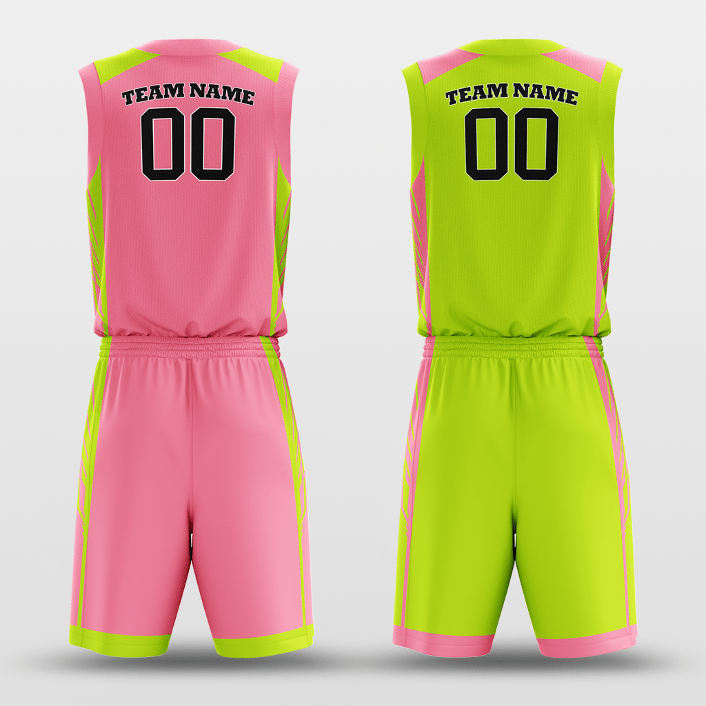 Fluorescent Green&White Custom Sublimated Basketball Set