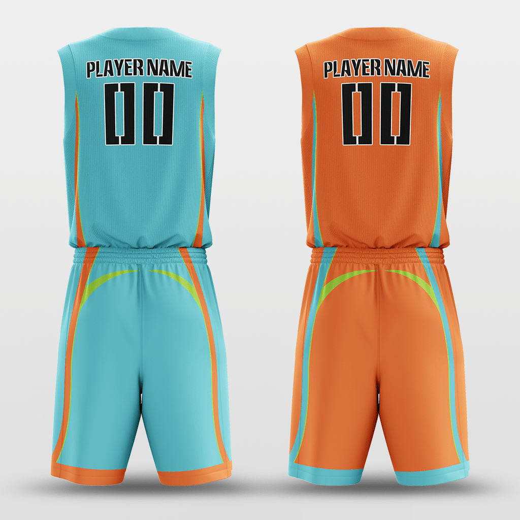 Cyan&Orange Custom Sublimated Basketball Set