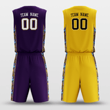 Purple&Yellow Custom Sublimated Basketball Set