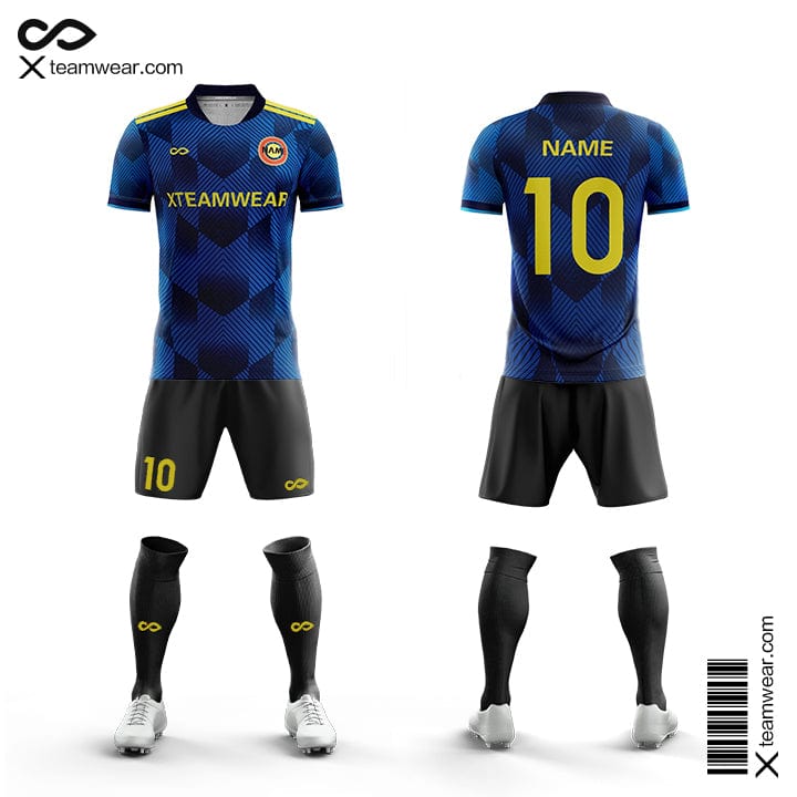 Blue and Black Men Custom Soccer Uniforms