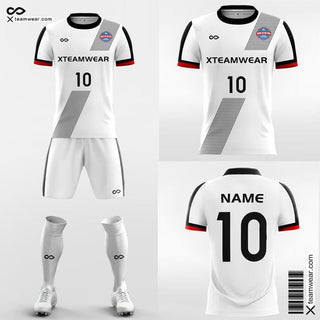 White Moire Stripes Custom Sublimation Print Soccer Kits