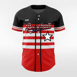 Red and Black Button Down Baseball Jersey
