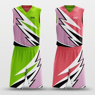 Pink&Green Color Sublimated Basketball Set