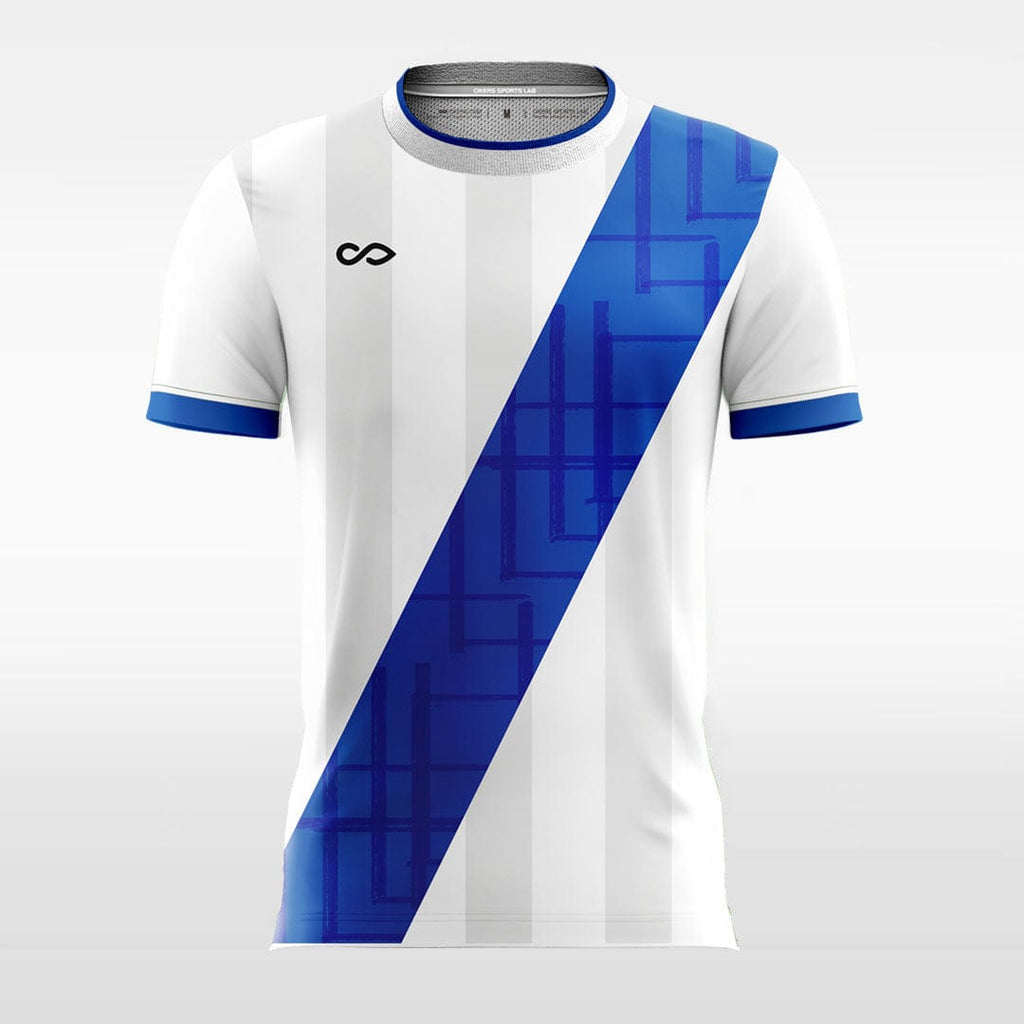 White and Blue Soccer Jersey Design