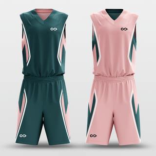 Green & Pink Plume Sublimated Basketball Set