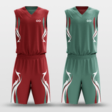 Red&Green Shadow Flame Sublimated Basketball Set