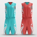 Mint&Pink Shadow Flame Sublimated Basketball Set