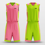 Fluorescent Green&White Field Sublimated Basketball Set