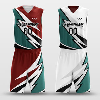 White&Red Windstorm Sublimated Basketball Set