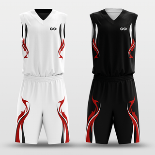 Black&White Shadow Flame Sublimated Basketball Set