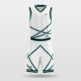 Cyan&White Stripe Fission Sublimated Basketball Set