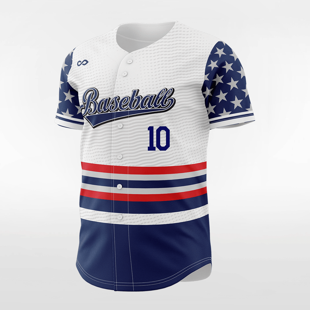 Freedom Star-Custom Sublimated Button Down Baseball Jersey-XTeamwear