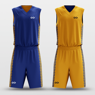 Navy&Yellow Ice Flower Sublimated Basketball Set