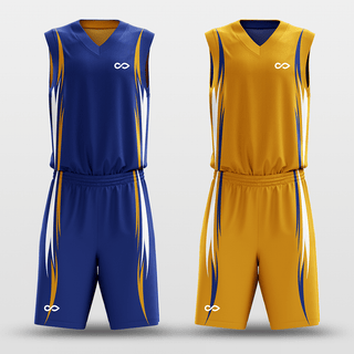 Blue&Yellow Murmur Sublimated Basketball Set