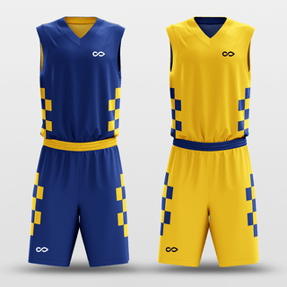 Blue&Yellow Blocks Sublimated Basketball Set