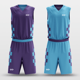 Purple&Blue Blocks Sublimated Basketball Set