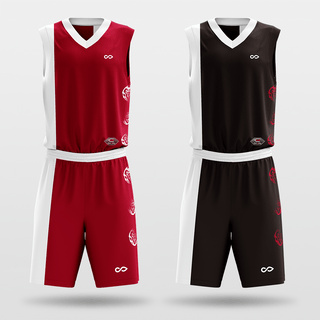 Red&Black Tai Chi Sublimated Basketball Team Set