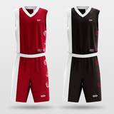 Red&Black Tai Chi Sublimated Basketball Team Set