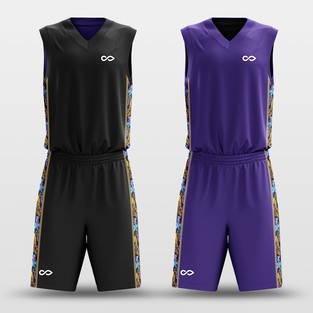 Black&Purple Secret Sublimated Basketball Set