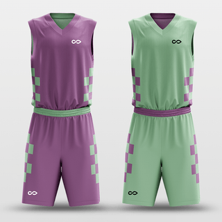 Purple&Green Blocks Sublimated Basketball Set